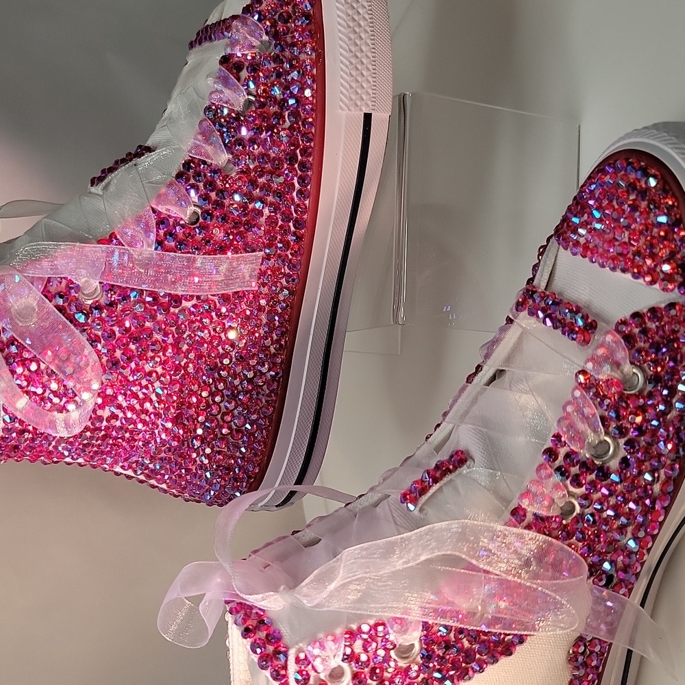 Converse Kids' Pink Rhinestone High-Top Sneakers - Picture 7 of 7